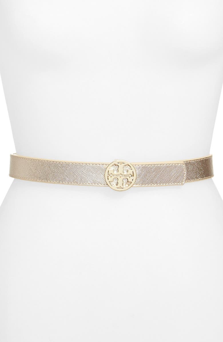 Tory Burch Reversible Metallic Leather Belt, Main, color, 