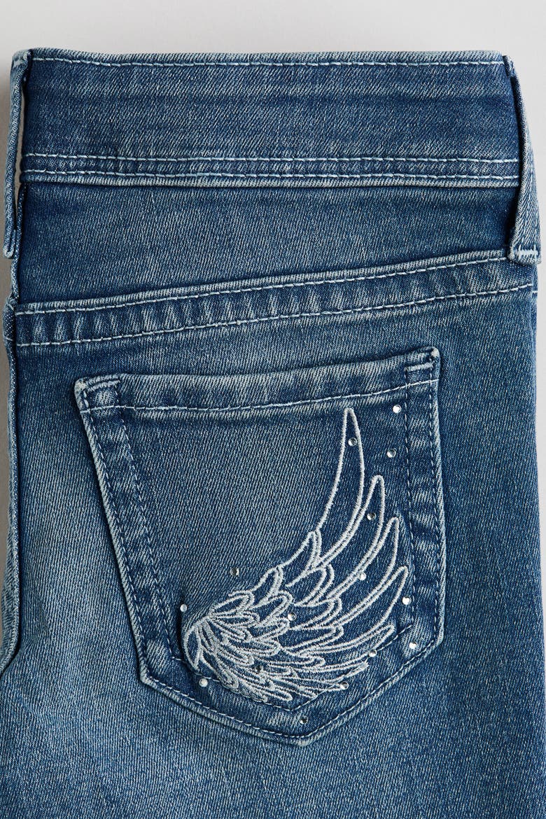 Embroidered-detail Flared Low Jeans, Alternate, color, Denim blue