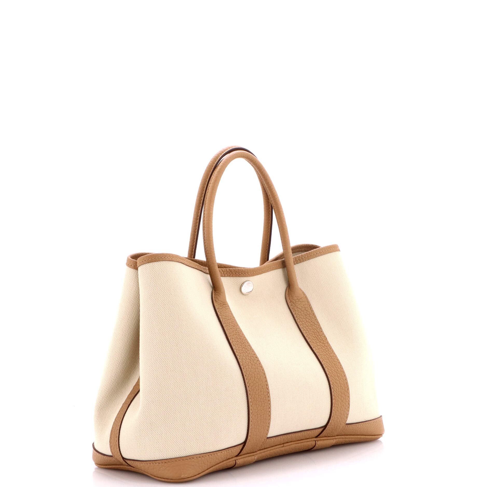 Pre-Owned Hermes Garden Party Tote Toile and Leather 30, Alternate, color, Beige