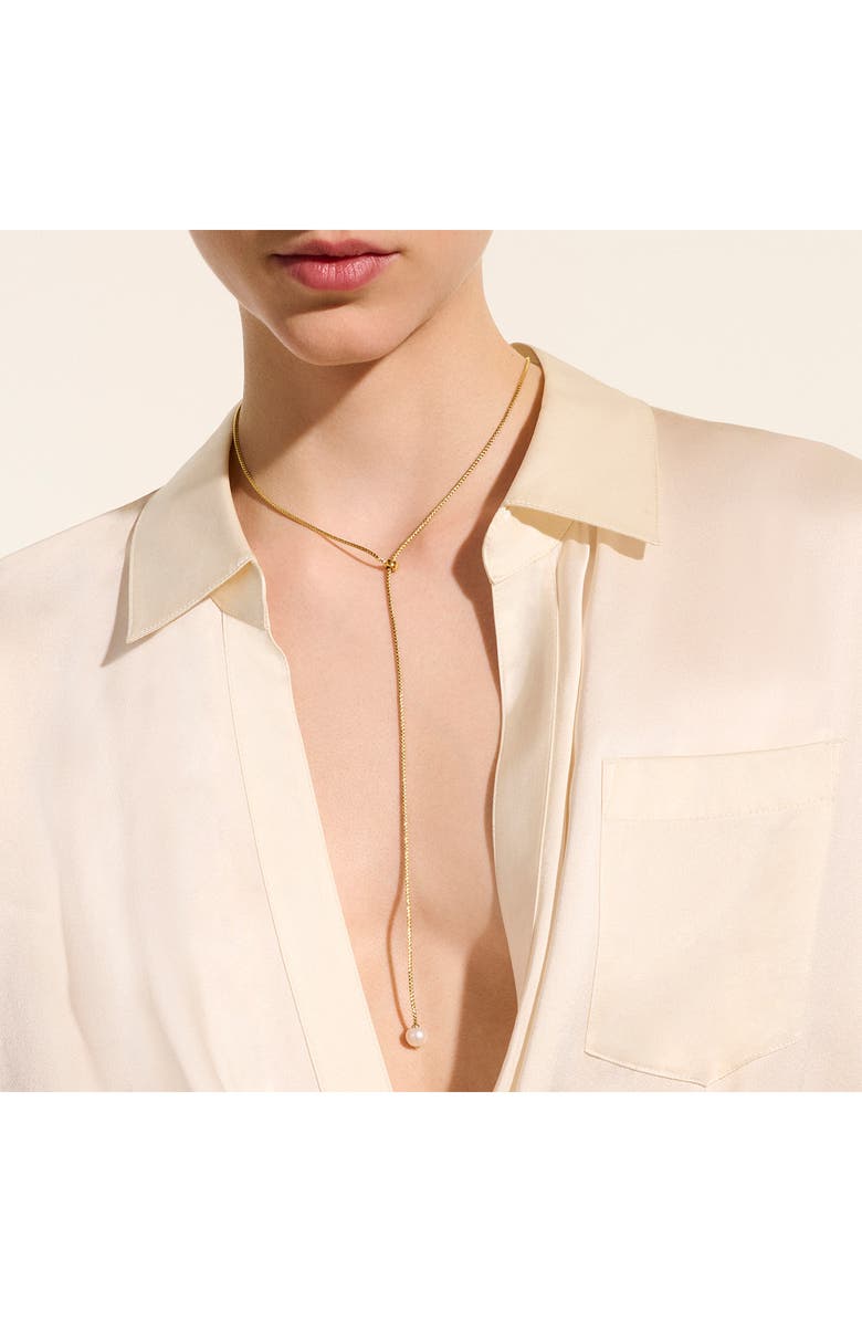 John Hardy JH Essential Pearl Lariat Necklace, Gold, 1.8mm, Alternate, color, 14K Gold/Pearl