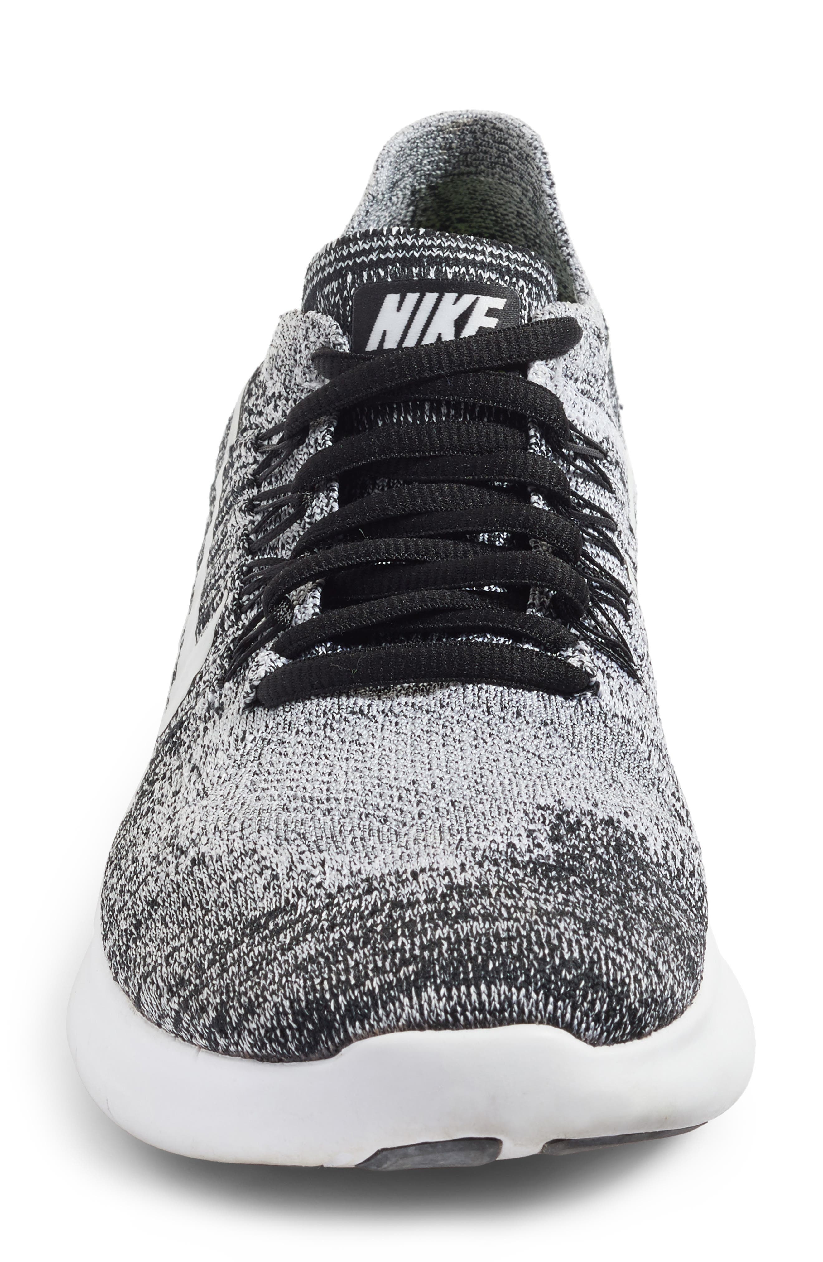 Free Run Flyknit 2 Running Shoe, Alternate, color, BLACK/ WHITE/ VOLT