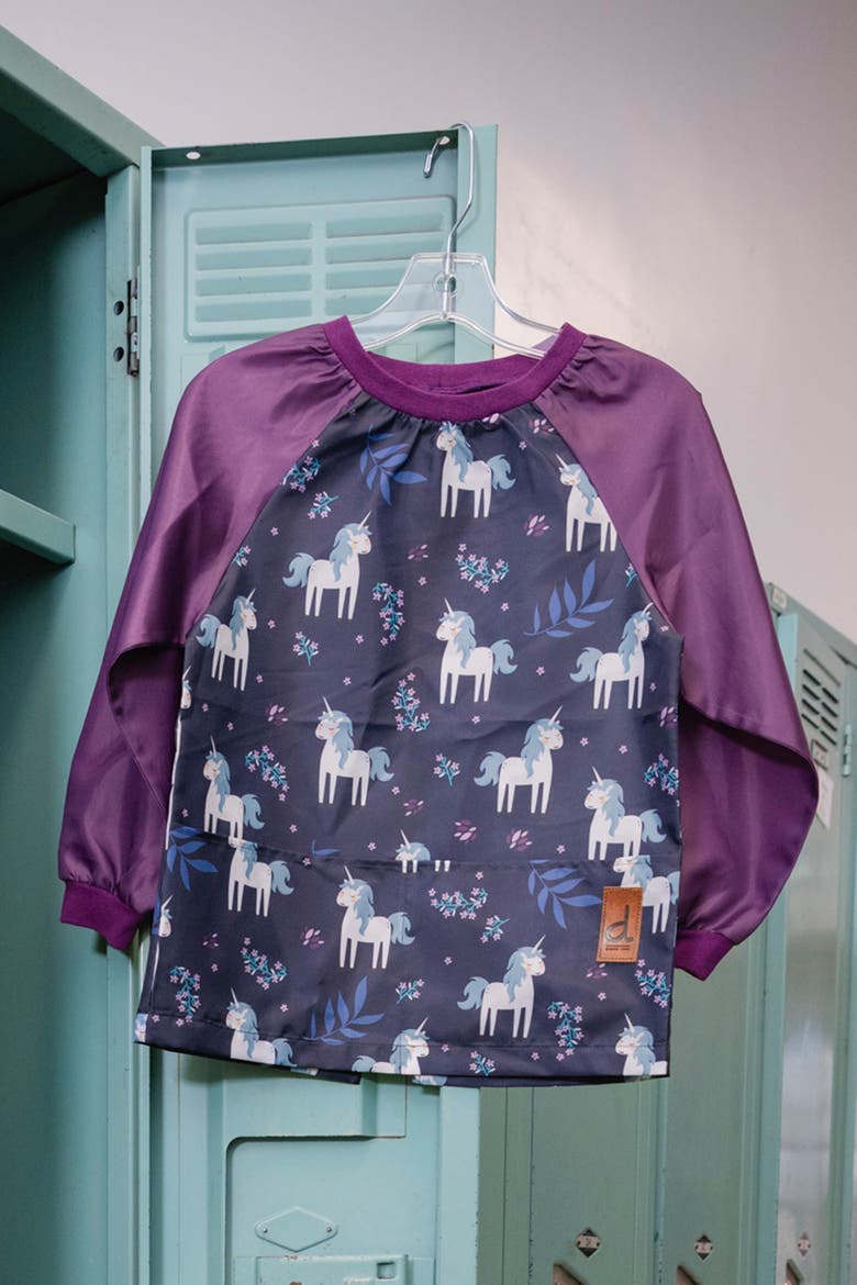 Girl Unicorn Practical Durable Protective Apron, Alternate, color, Blue and Purple Unicorn Print