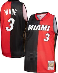 Mitchell & Ness Men's Mitchell & Ness Dwyane Wade Black/Red Miami Heat Big & Tall Hardwood Classics 2005/06 Split Swingman Jersey