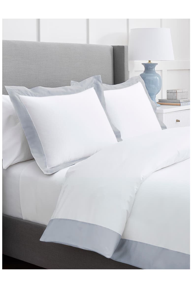 Signature Colorblock Duvet Set, Main, color, WHITE/ SHORE