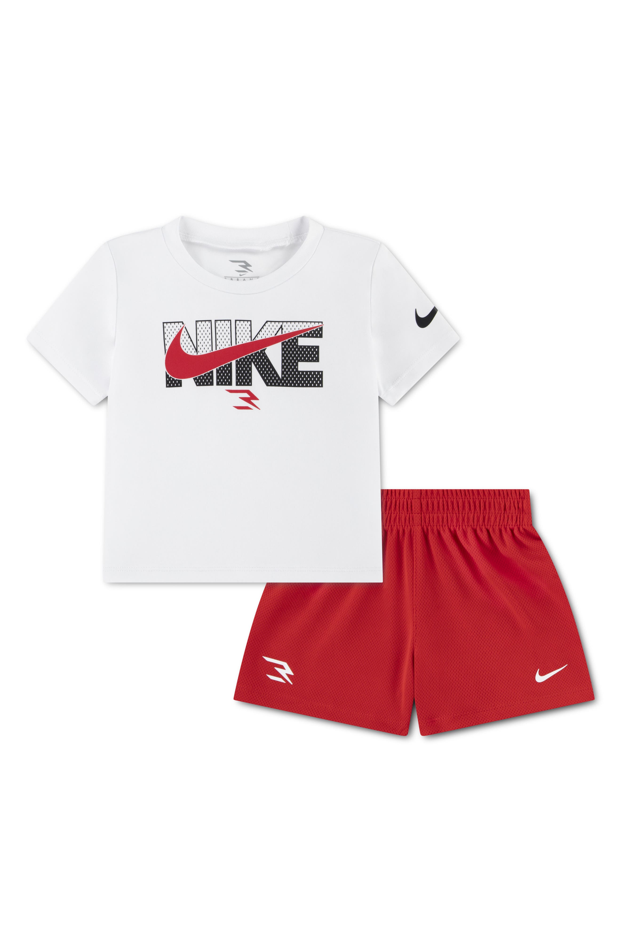 3 Brand Swoosh Logo Graphic T-Shirt & Shorts Set