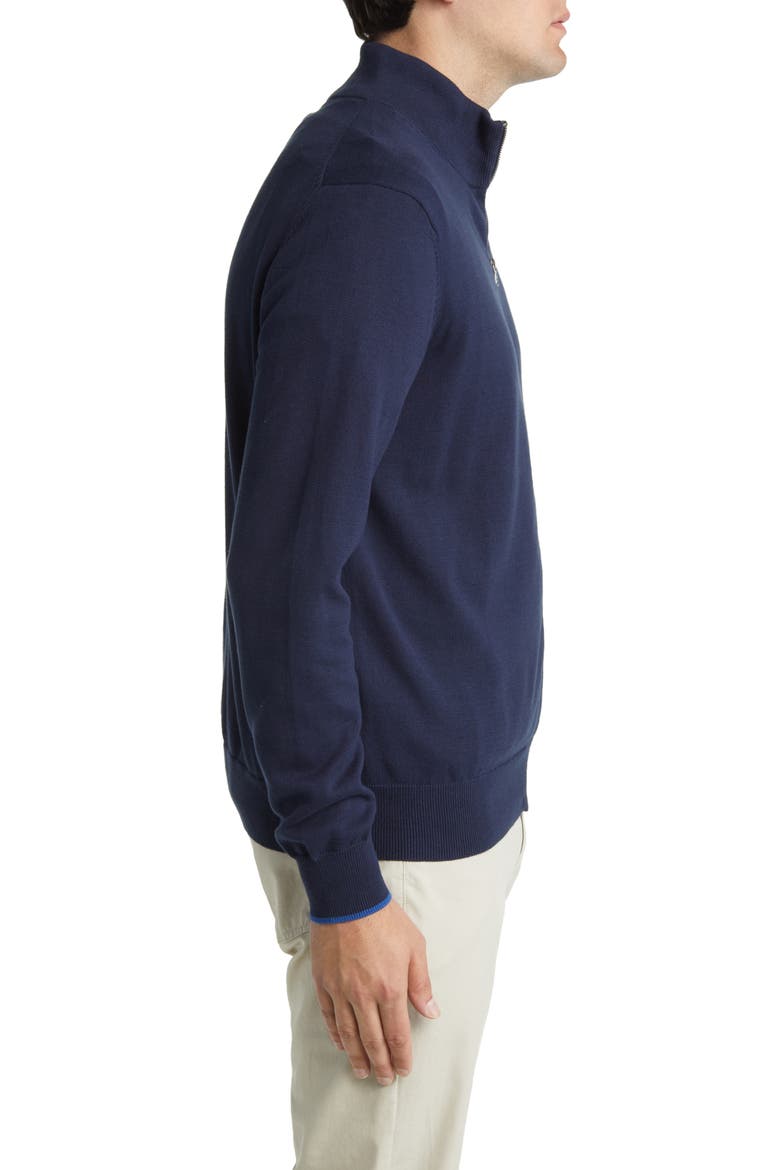 Logo Embroidered Zip Front Cardigan, Alternate, color, NAVY
