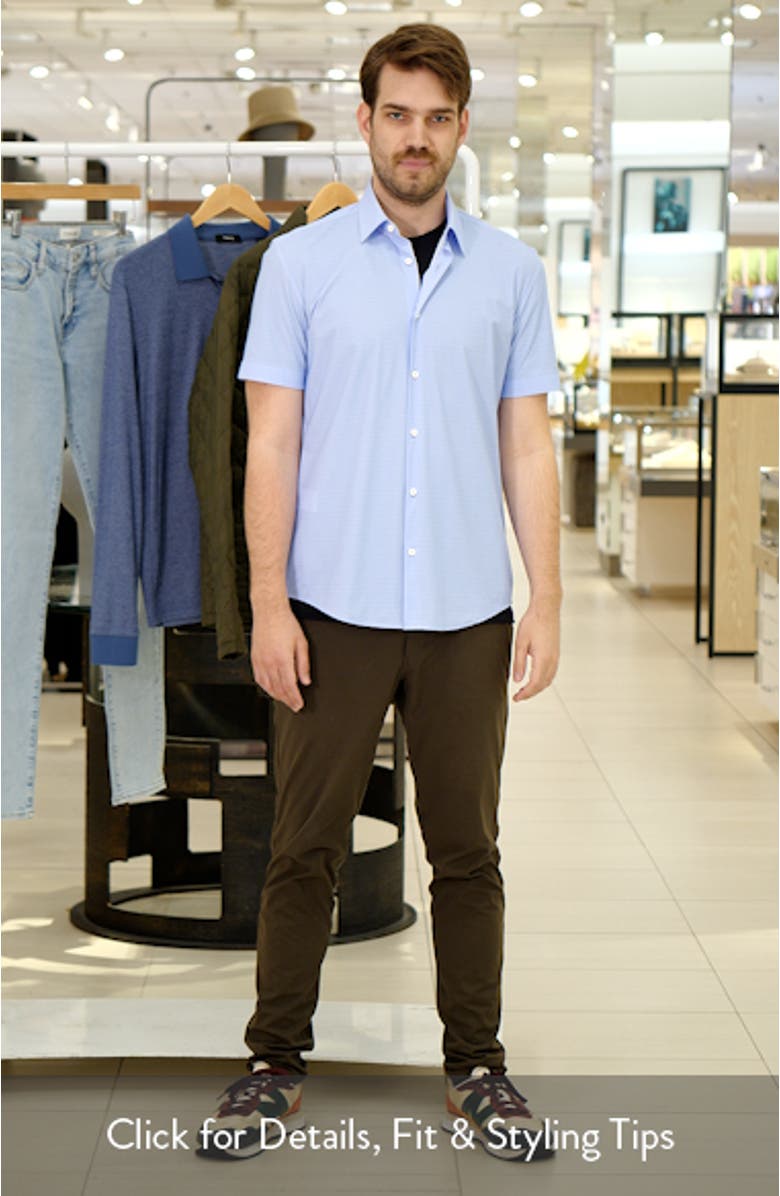 Roan Kent Geo Print Short Sleeve Performance Button-Up Shirt, sales video thumbnail