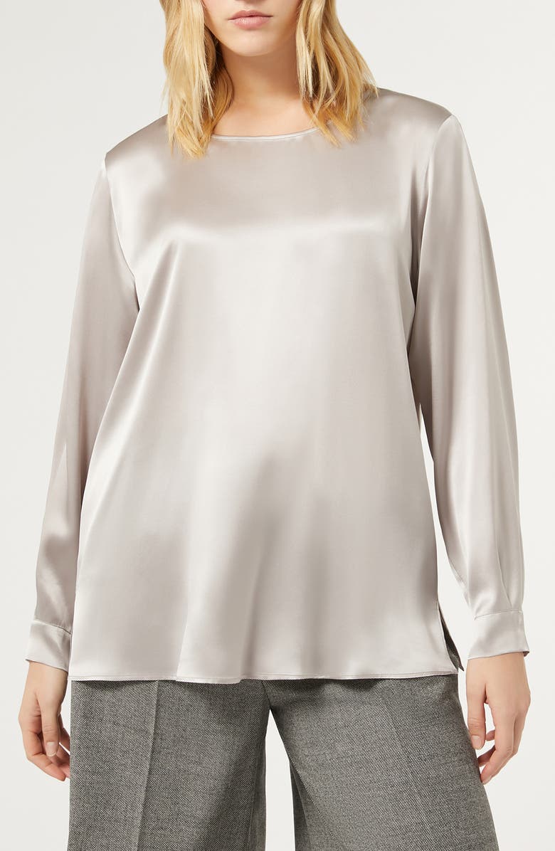 Marina Rinaldi Ottelia Silk Satin Top, Main, color,