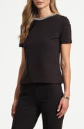 Isaac Mizrahi New York Embellished Jewel Neck T-Shirt