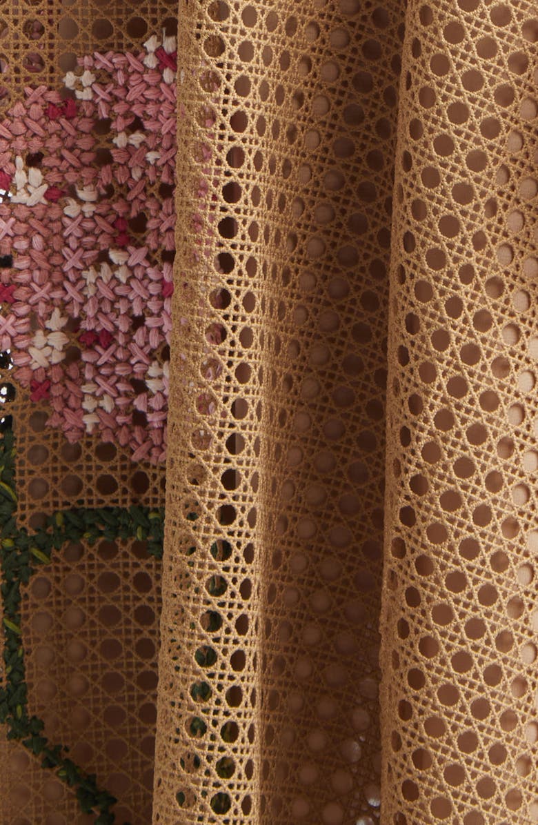 Oscar de la Renta Embroidered Geo Guipure Lace Dress, Alternate, color, Khaki