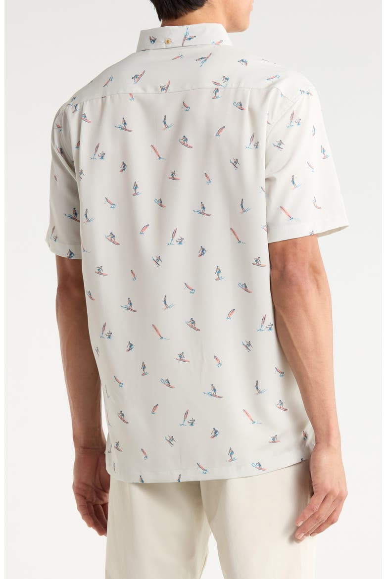 Surfs Up Short Sleeve Button-Down Shirt, Alternate, color, NATURAL