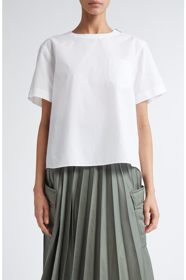 Sacai Mixed Media Poplin & Chiffon Top (Women) | Nordstrom