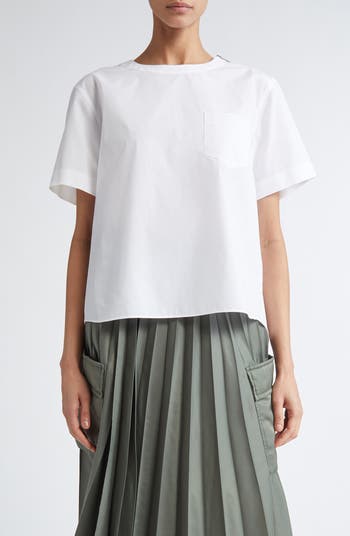 ■sacai■サカイ■Mixed Media Poplin & Chiffon Top■トップス Sacai Mixed Media Poplin & Chiffon Top | Nordstrom
