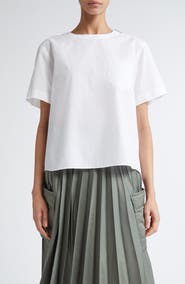 Sacai Mixed Media Poplin & Chiffon Top