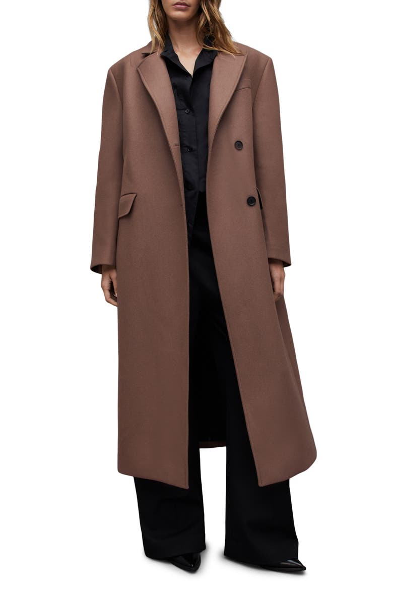 James Wool Blend Longline Coat, Alternate, color, CHESTNUT BROWN