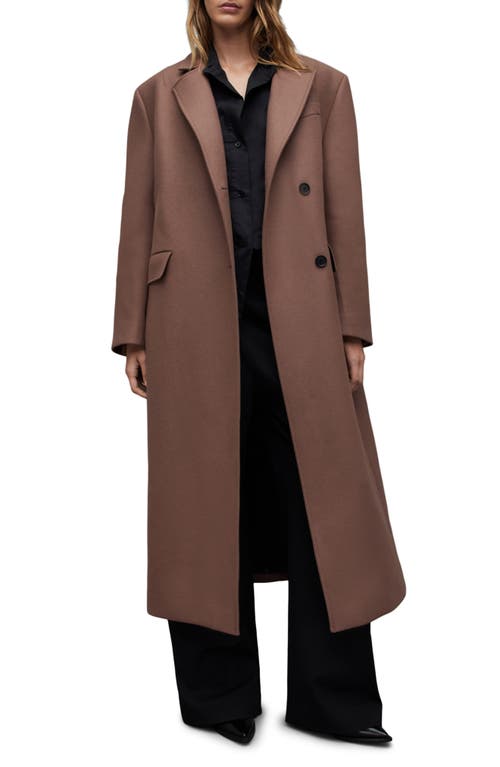 Allsaints James Wool Blend Longline Coat In Brown