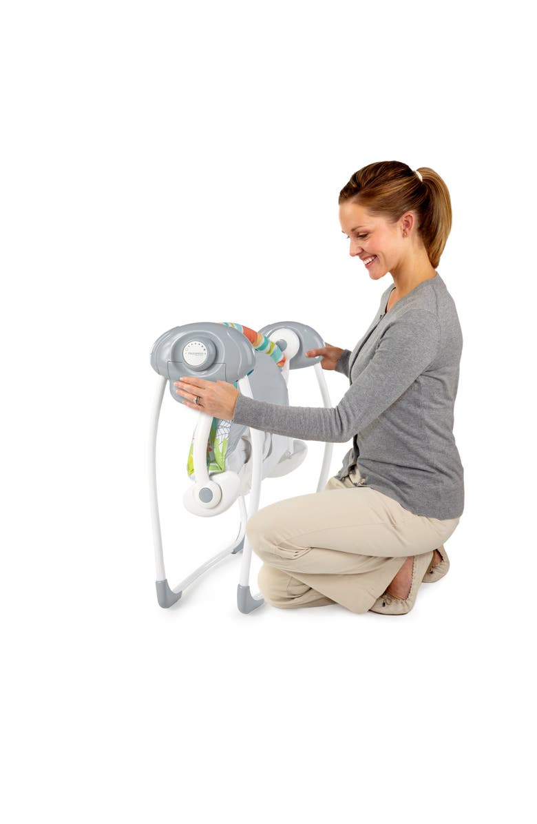 BRIGHT STARTS Rainforest Vibes 6-Speed Portable Automatic Baby Swing with Toy Bar, Alternate, color, Multicolored