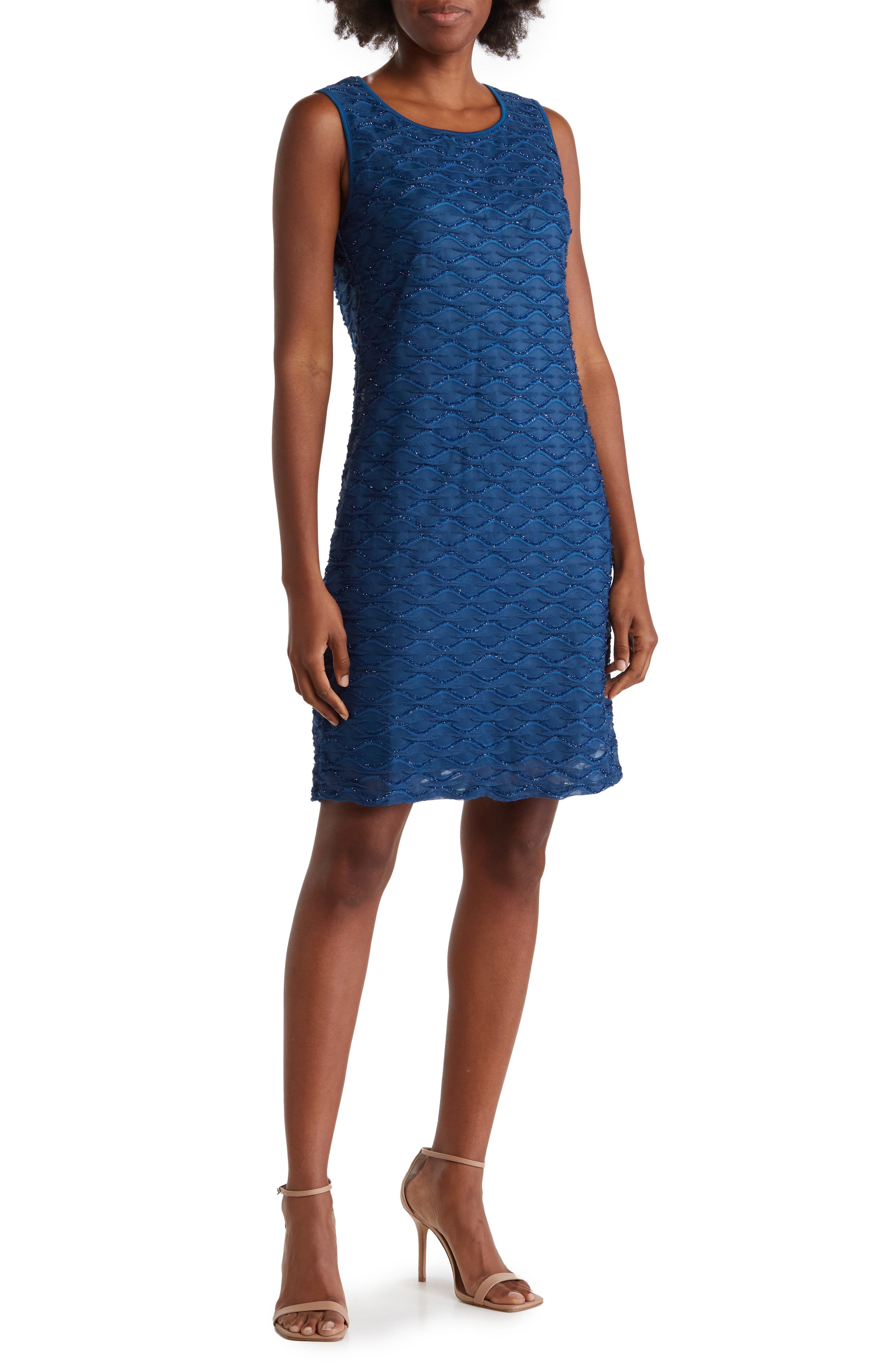 Nina Leonard Sparkle Lattice Sheath Dress