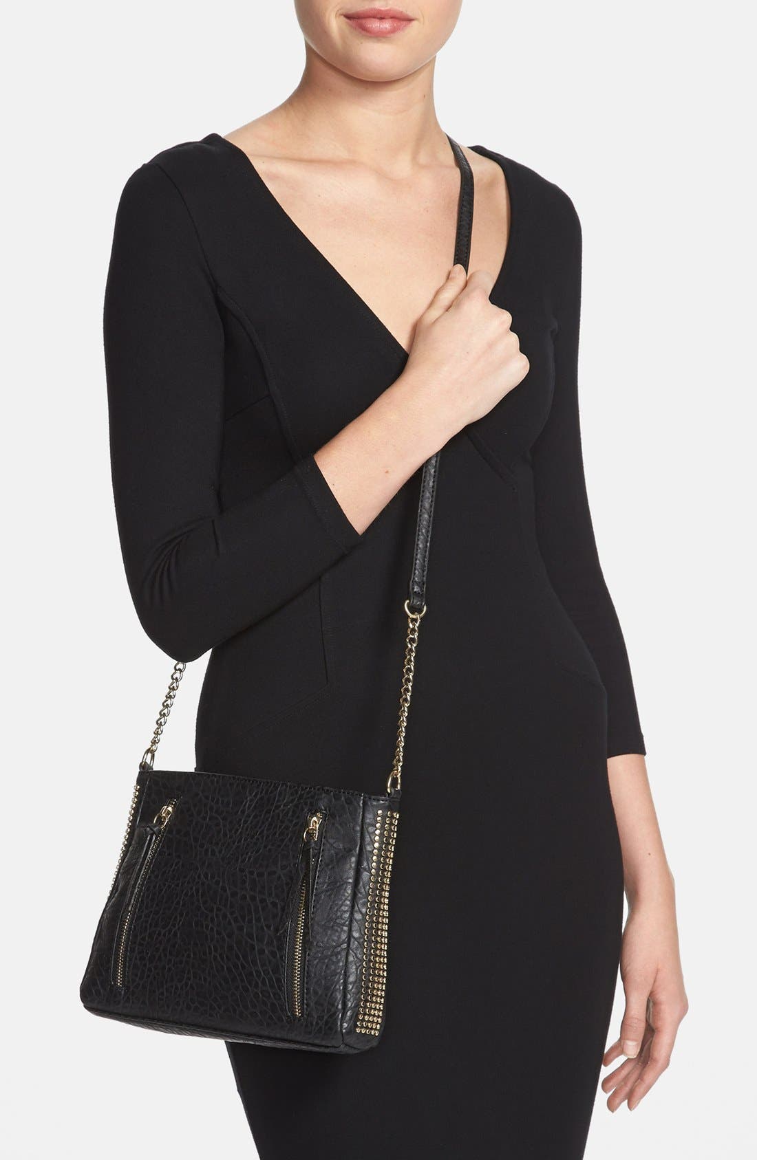 BP. Double Zip Studded Crossbody Bag, Alternate, color, 