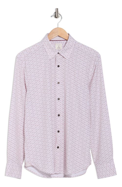 Construct Slim Fit Abstract Geo Print Stretch Button-up Shirt In Pink