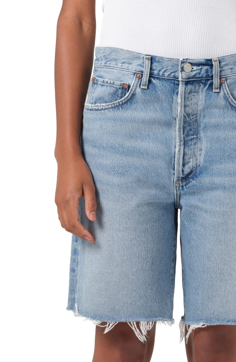 AGOLDE '90s Long Cutoff Denim Shorts, Alternate, color, Force