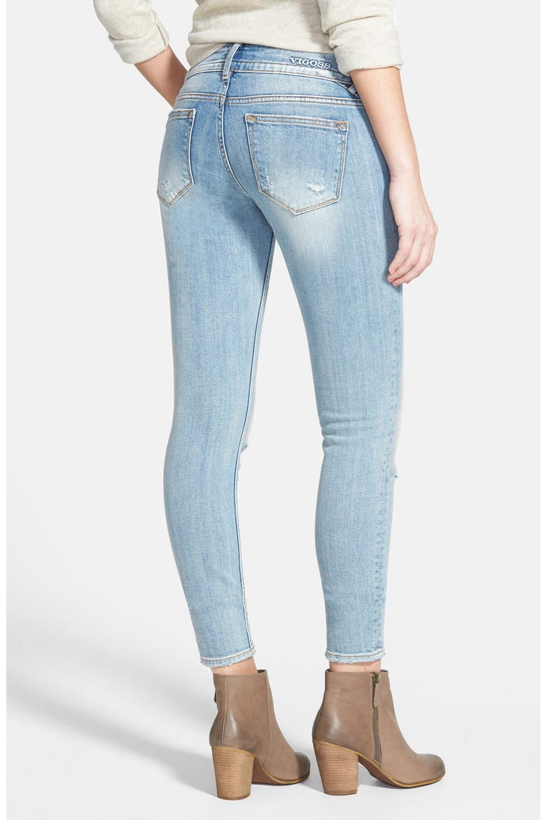 Distressed Skinny Jeans, Alternate, color, LIGHT WASH