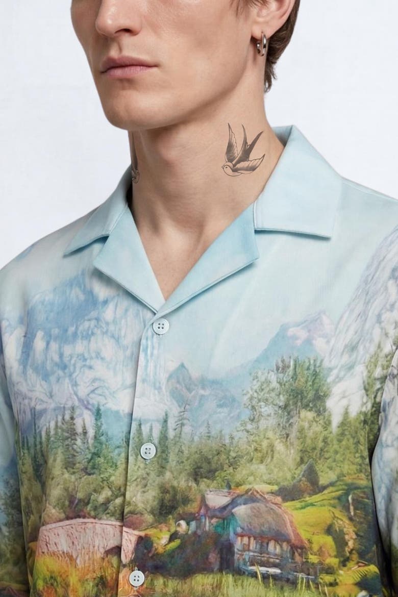 Lorcan Landscape Print Revere Shirt, Alternate, color, Multi