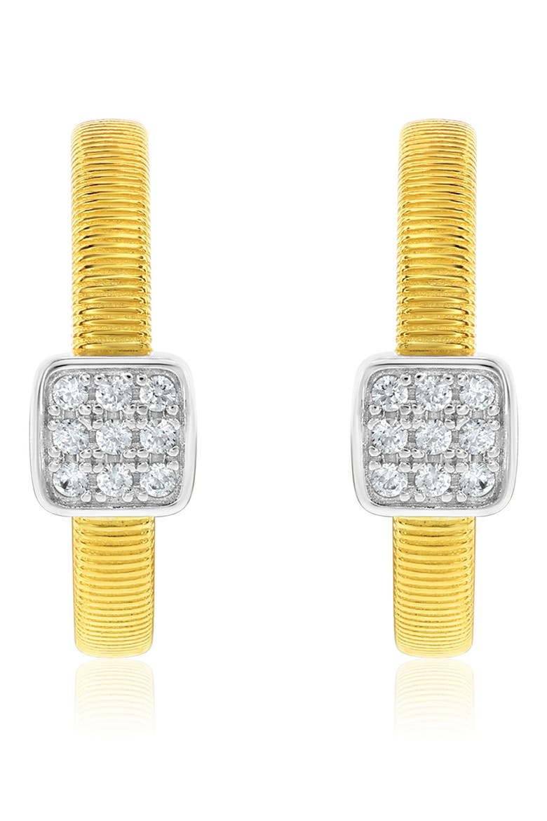 Golden Helix Pavé Cubic Zirconia Huggie Hoop Earrings, Alternate, color, YELLOW