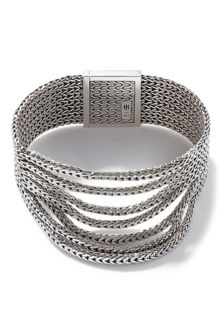 Flat Classic Multi Row Bracelet, Main, color, SILVER