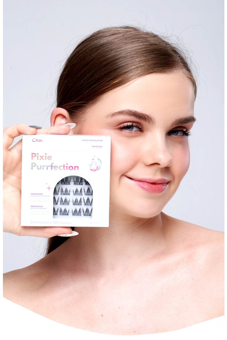 Purrfectly Pixie Paw Collection Pre-Glued Reusable Lashes with Curved Tweezer, Alternate, color, Black