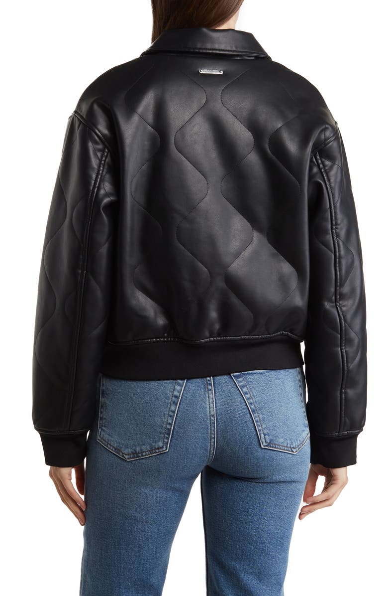 Rebecca Minkoff Quilted Faux Leather Bomber Jacket, Alternate, color,