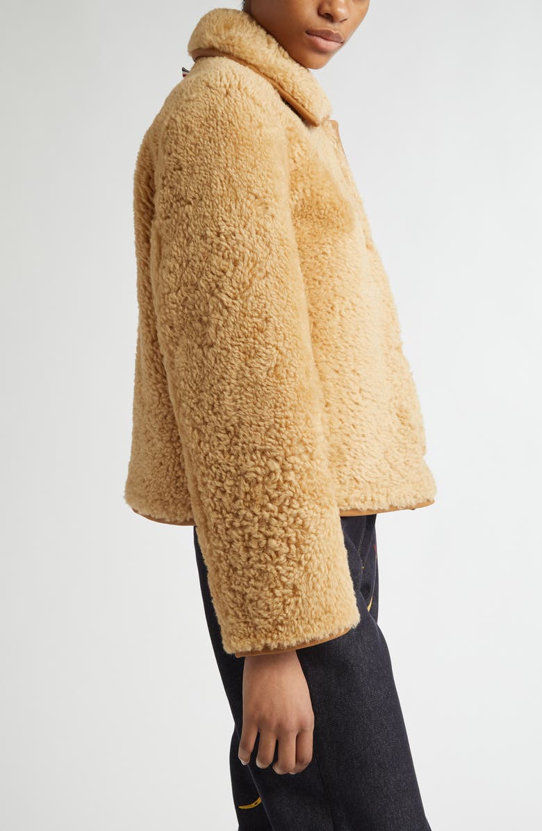 Thom Browne Genuine Shearling Jacket, Alternate, color, Camel