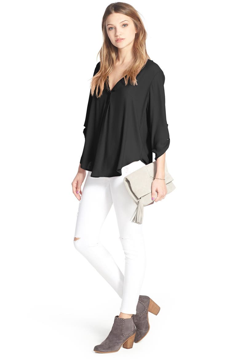 Distressed Skinny Jeans, Alternate, color, WHITE