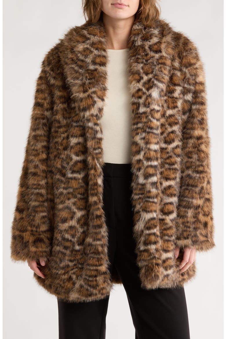 Faux Fur Coat, Alternate, color, LEOPARD
