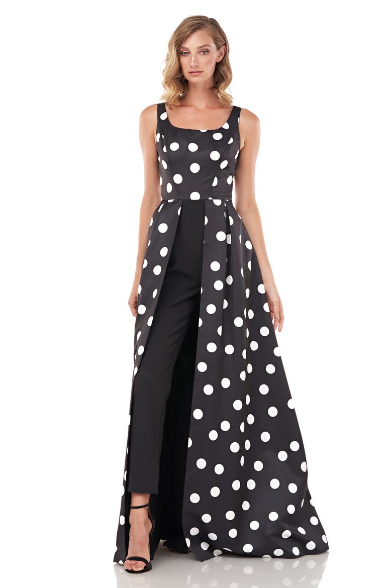 Kimberly Kay Polka Dot Jumpsuit, Alternate, color, BLACK/ WHITE