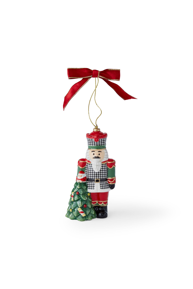Christmas Tree Houndstooth Nutcracker Ornament, Main, color, Multi