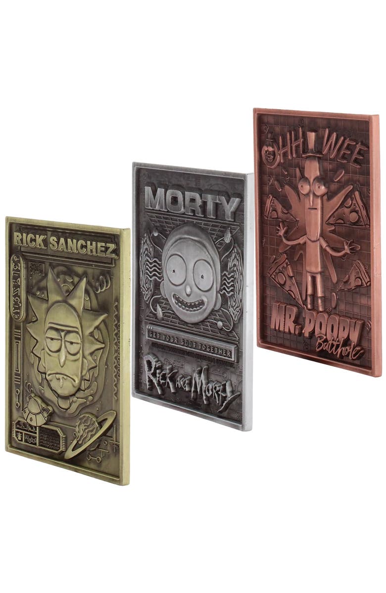 Exquisite Gaming Digiplate Starter Pack Rick 
Morty 3 Metal Cards Phone Stand, Alternate, color, Multicolored