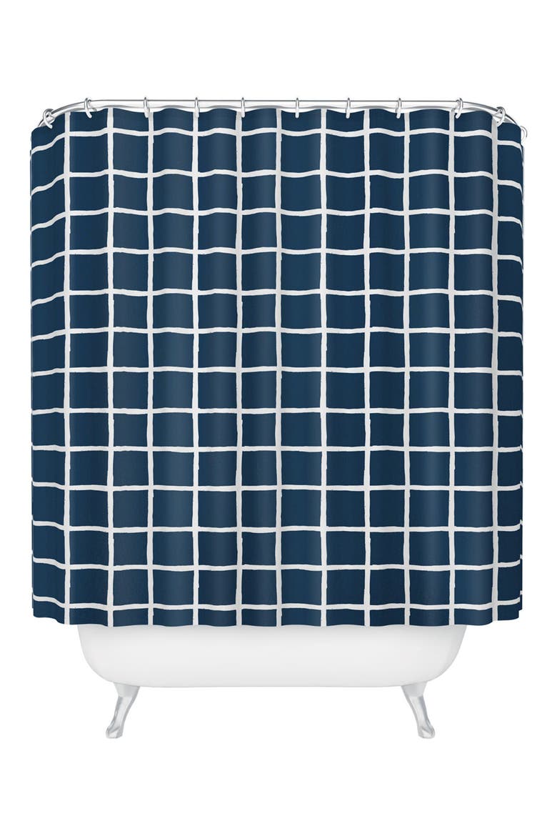 Grid Pattern Shower Curtain, Main, color, BLUE