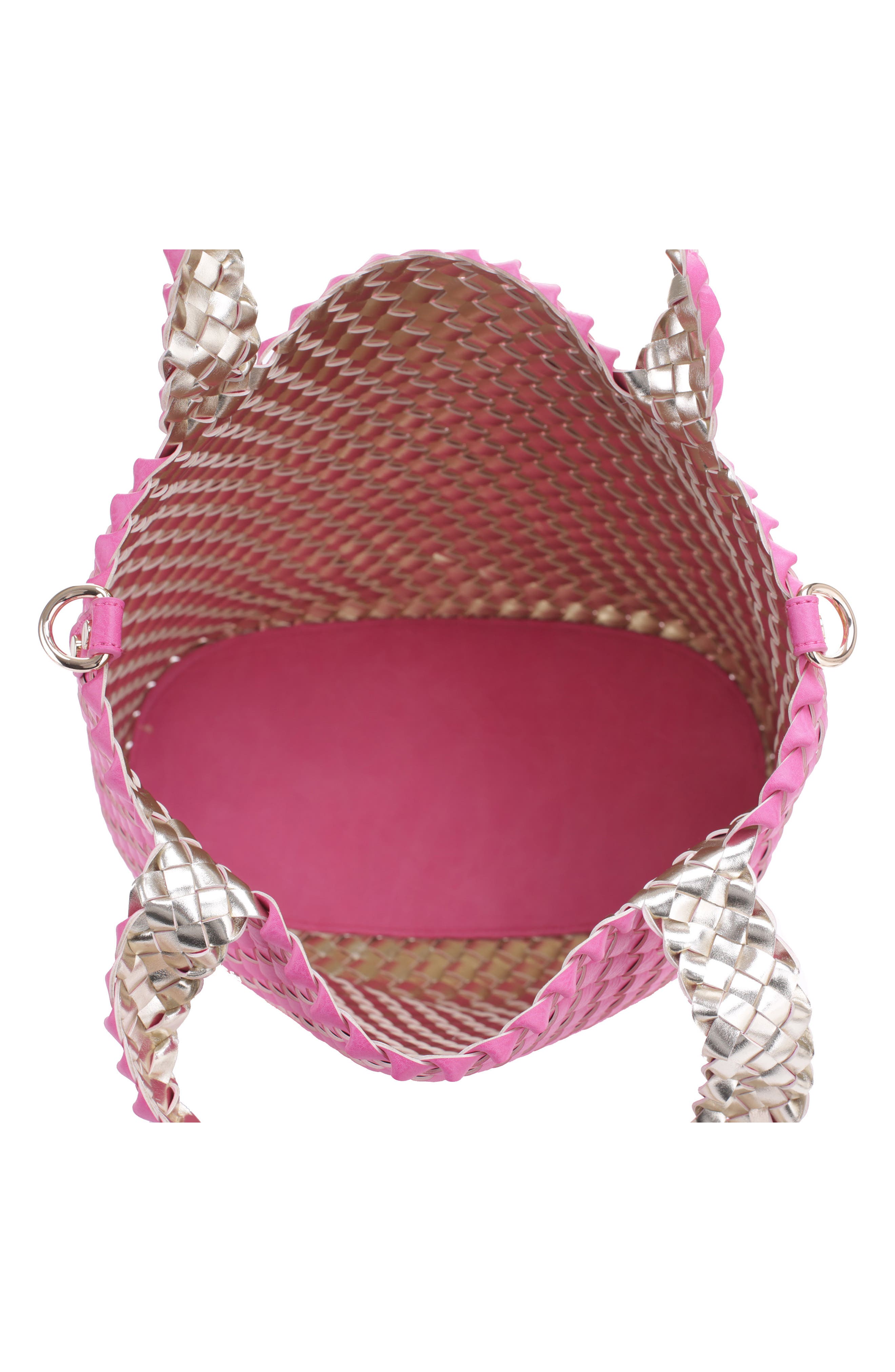 Mali + Lili Ray Convertible Woven Vegan Leather Tote, Alternate, color, Hot Pink