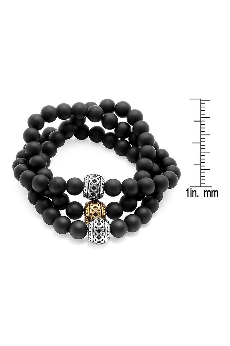 Men's Black Lava Stone Beaded Convertible Wrap Bracelet, Alternate, color, GOLD