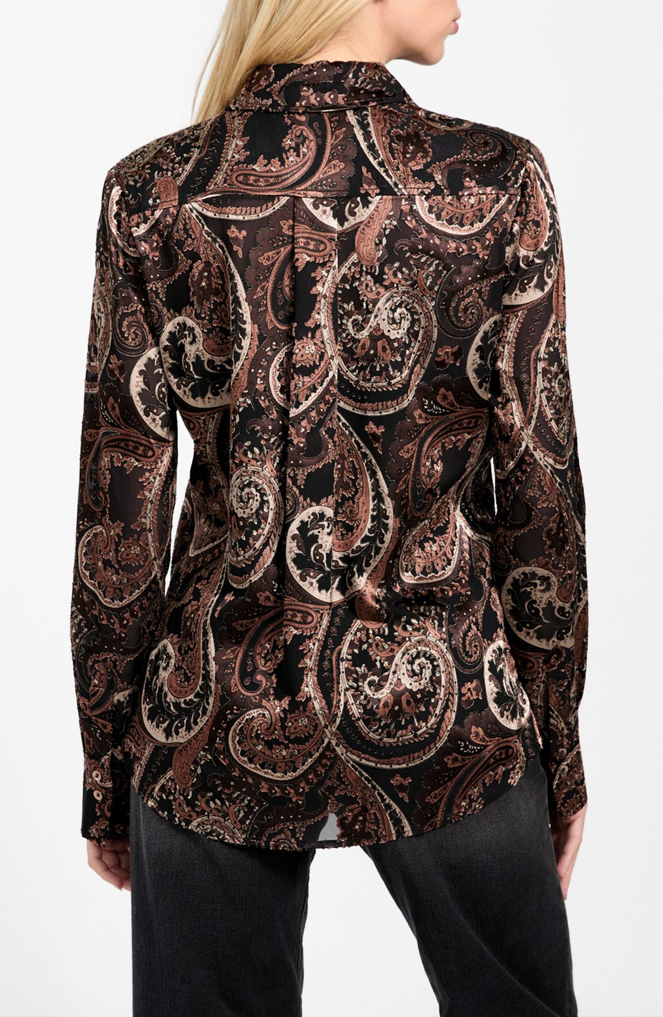 Clarisse Paisley Satin Button-Up Shirt - image 2