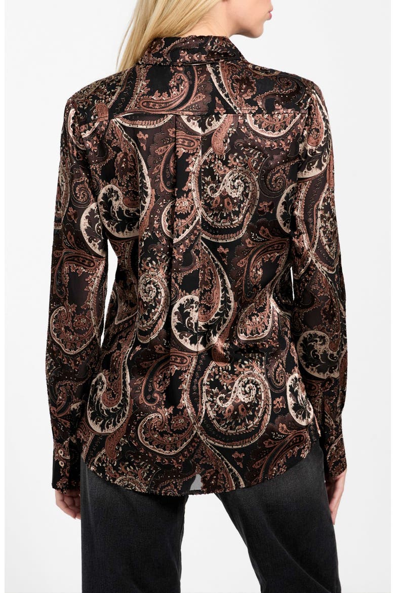Clarisse Paisley Satin Button-Up Shirt, Alternate, color, BEIGE MULTI