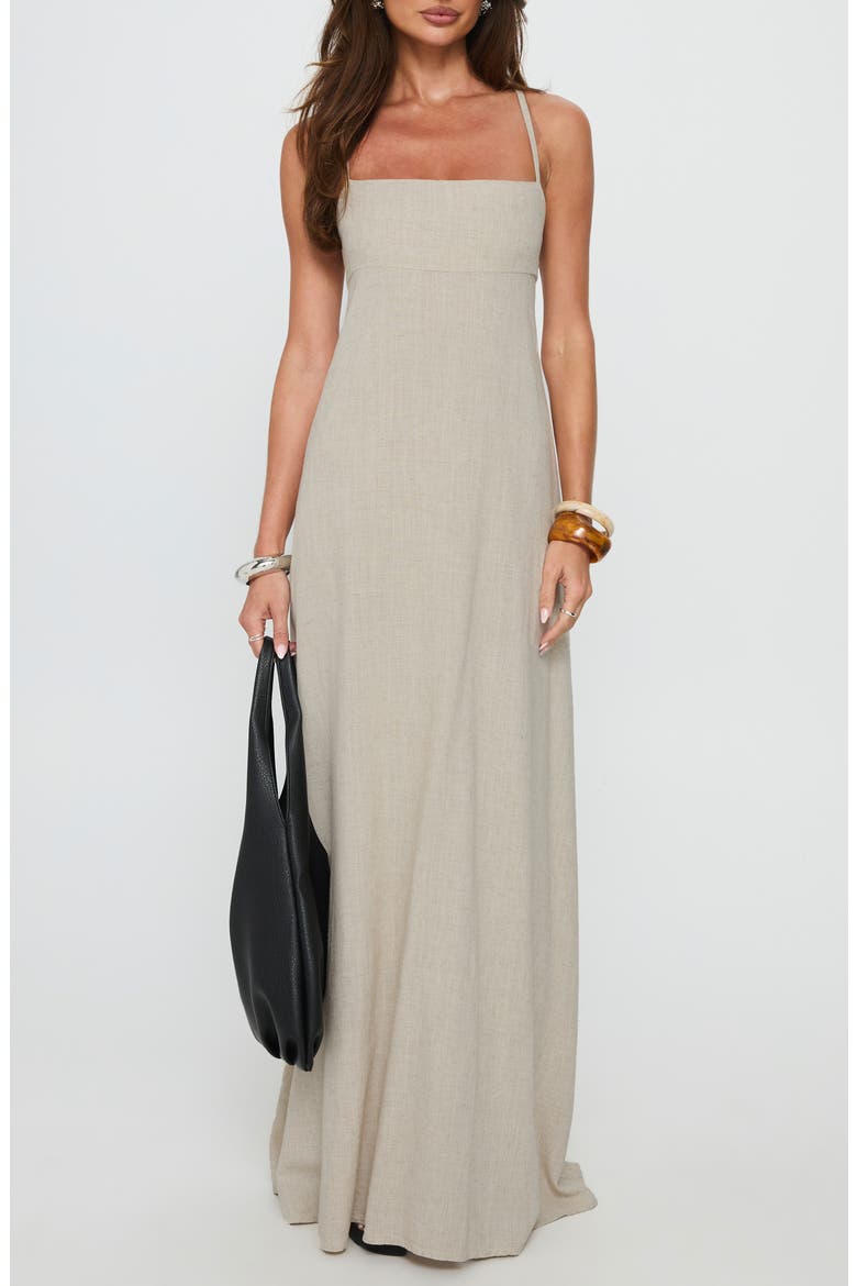 Solie Tie Back Maxi Dress, Main, color, NATURAL