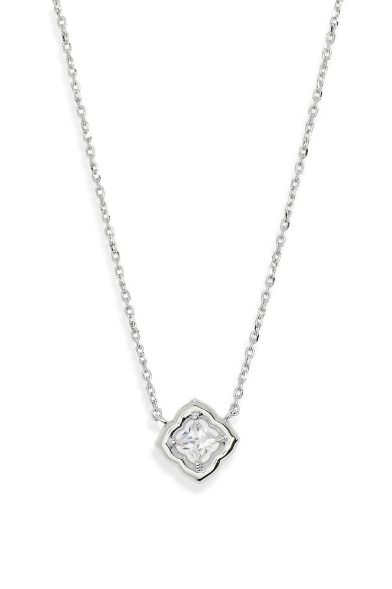 The Mallory Short Pendant Necklace, Main, color, RHODIUM MTEAL