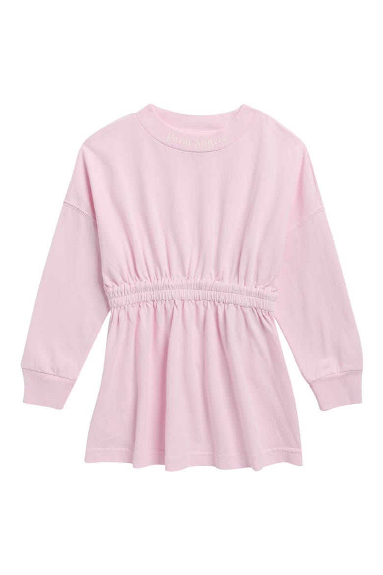 Kids' Overlogo Long Sleeve T-Shirt Dress, Main, color, ROSE PINK OFFWHITE