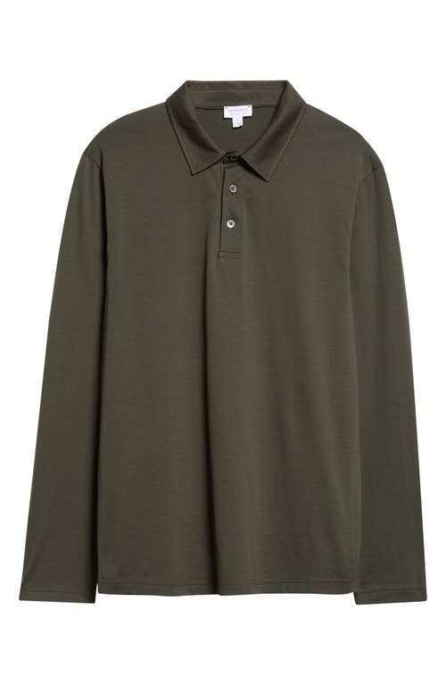 Sunspel Long Sleeve Supima® Cotton Polo In Neutral