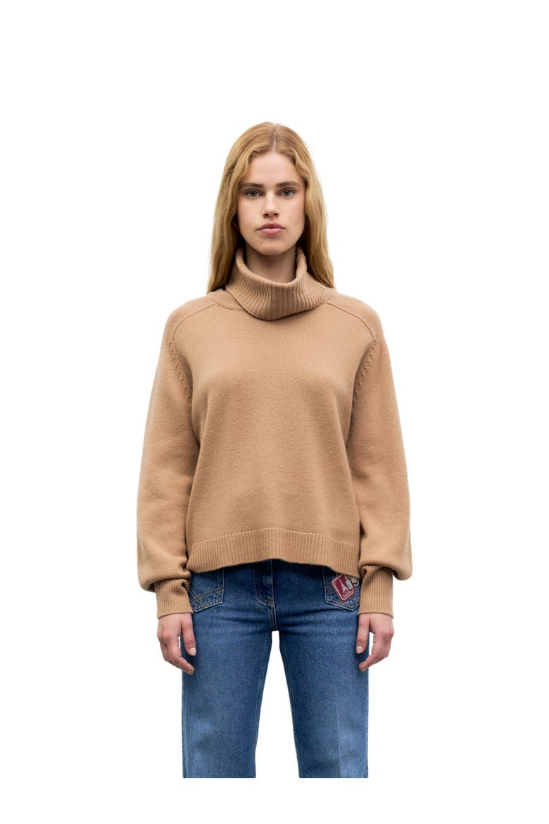 Ramia Roll Neck Long Sleeve Sweater, Main, color, Camel