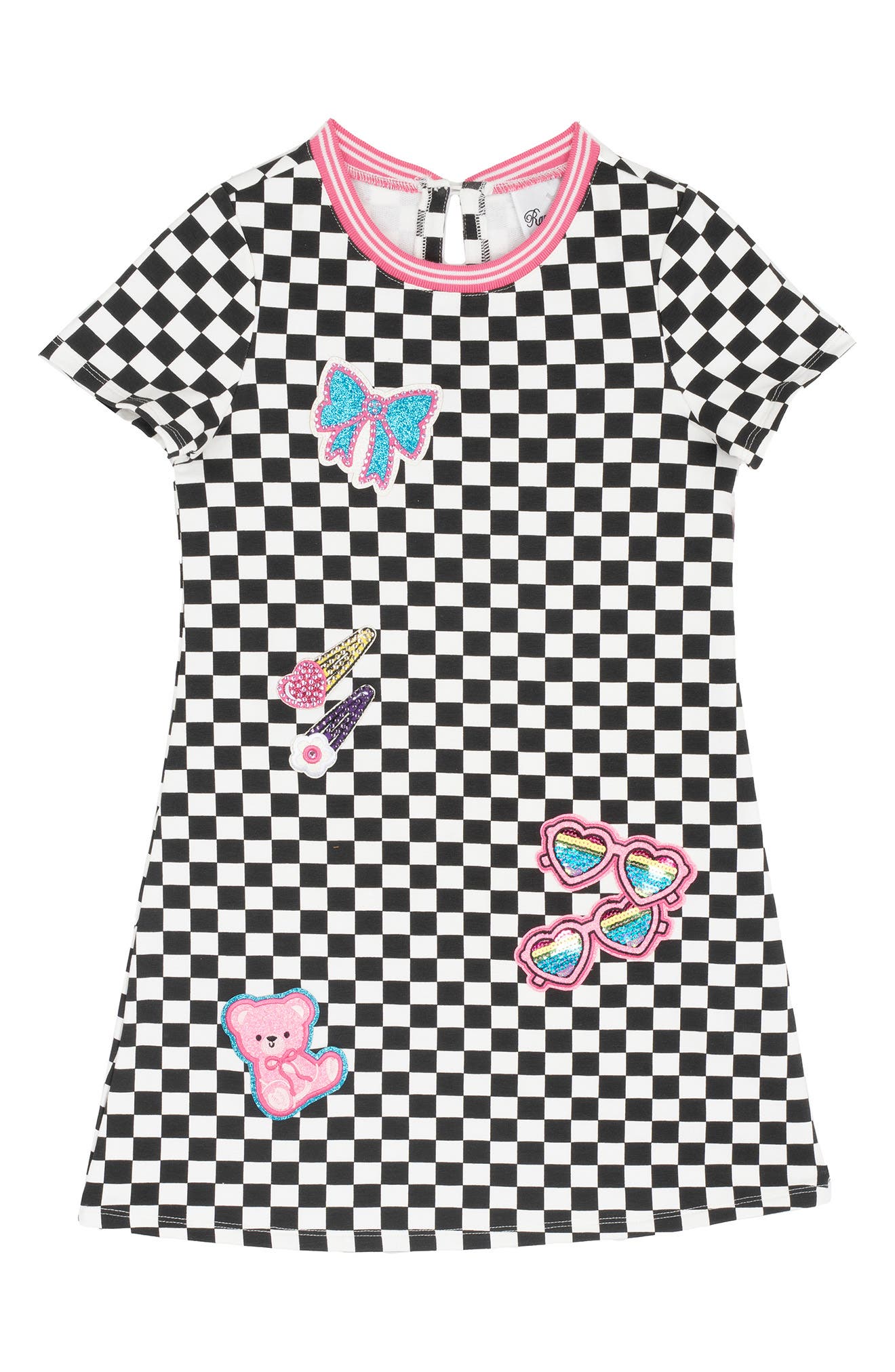 Kids' Appliquéd Checkered Dress