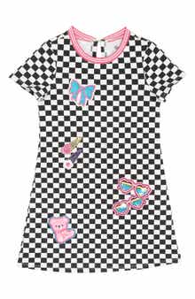 Kids' Appliquéd Checkered Dress