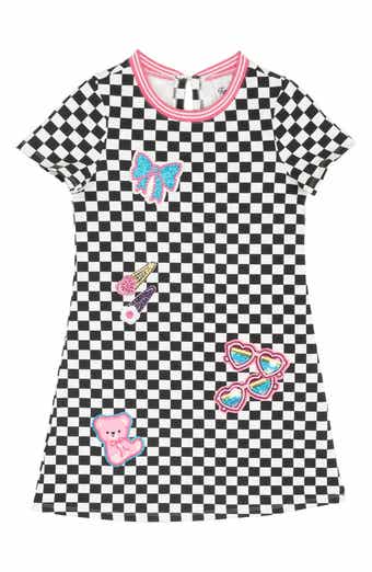 Kids' Appliquéd Checkered Dress